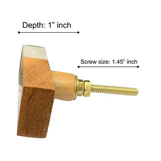 Wooden Acrylic Brass Inlay knobs Rectangle (set of 6)