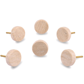 Round travertine Knobs Set of 6
