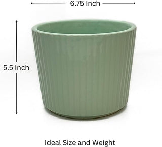 Fluted Ceramic Planter (Mint)