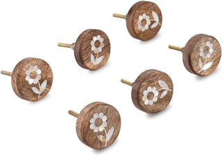 Daisy Flower Wooden Knobs | Mother Of Pearl (Set of 6)