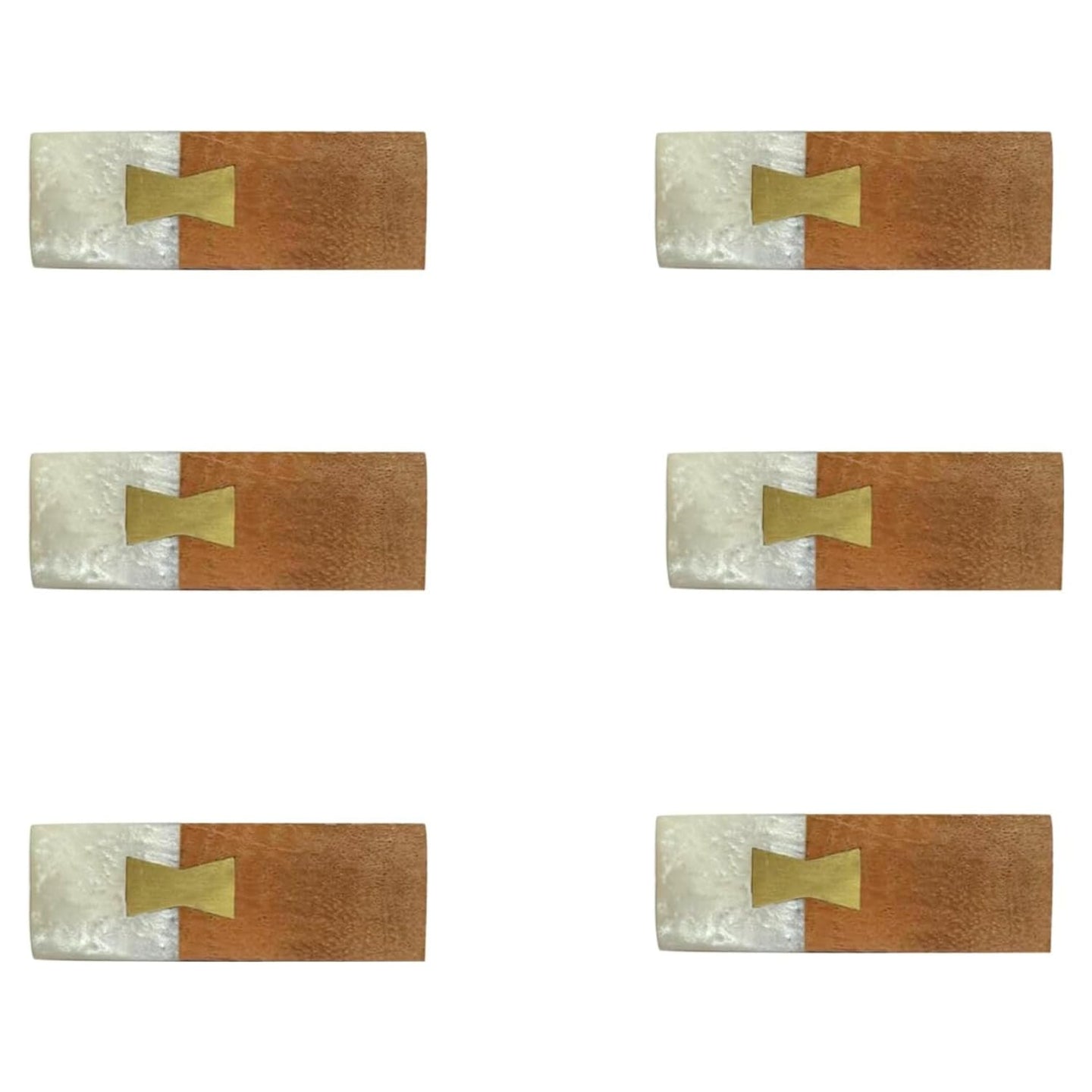Wooden Acrylic Brass Inlay knobs Rectangle (set of 6)
