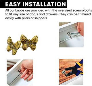 Gold butterfly knob Set of 6