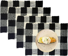 Load image into Gallery viewer, Perilla home Handmade Checked Black &amp; White chindi Placemat (Set of 4)
