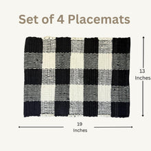 Load image into Gallery viewer, Perilla home Handmade Checked Black &amp; White chindi Placemat (Set of 4)

