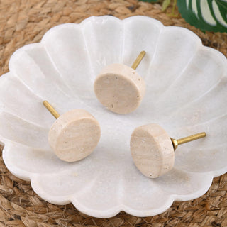 Round travertine Knobs Set of 6