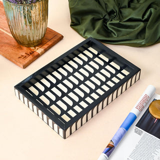 Perilla Home Designer Wooden Resin Inlay Tray Rectangular