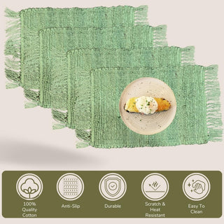 Perilla home Handmade Green Placemat (Set of 4)