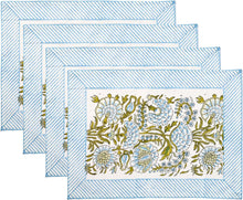 Load image into Gallery viewer, Daphne Cotton Placemat Set of 4 Hand Blockprint
