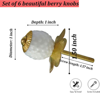 Set Of Six Milky Berry Glass Knobs