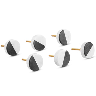 Black and white Luna  Marble Knobs ( set of 6)
