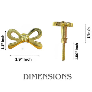 Set Of Six Brass bow ribbon Knobs