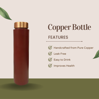 Copper Water Bottle 25.36 Oz (Maroon)
