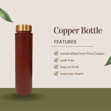 Load image into Gallery viewer, Copper Water Bottle 25.36 Oz (Maroon)

