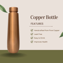 Cargar imagen en el visor de la galería, Copper Water Bottle 27 OZ Leak Proof 100% Pure (Tulip)
