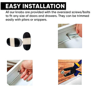 Black and white oval marble ( set of 6 )