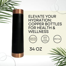 Cargar imagen en el visor de la galería, Perilla Home Copper Water Bottle 30.4 OZ Leak Proof 100% Pure (Tower Black)
