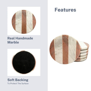 Marble coaster 3 stripe Pink (Set of 6)