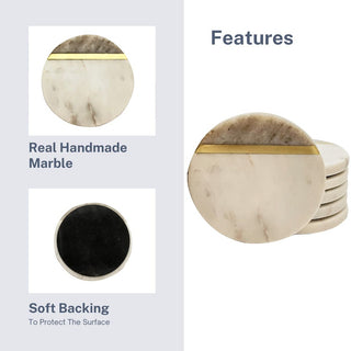 Marble coaster Beige and White (Set of 6)