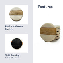 Carregar imagem no visualizador da galeria, Marble coaster round wooden (Set of 6)
