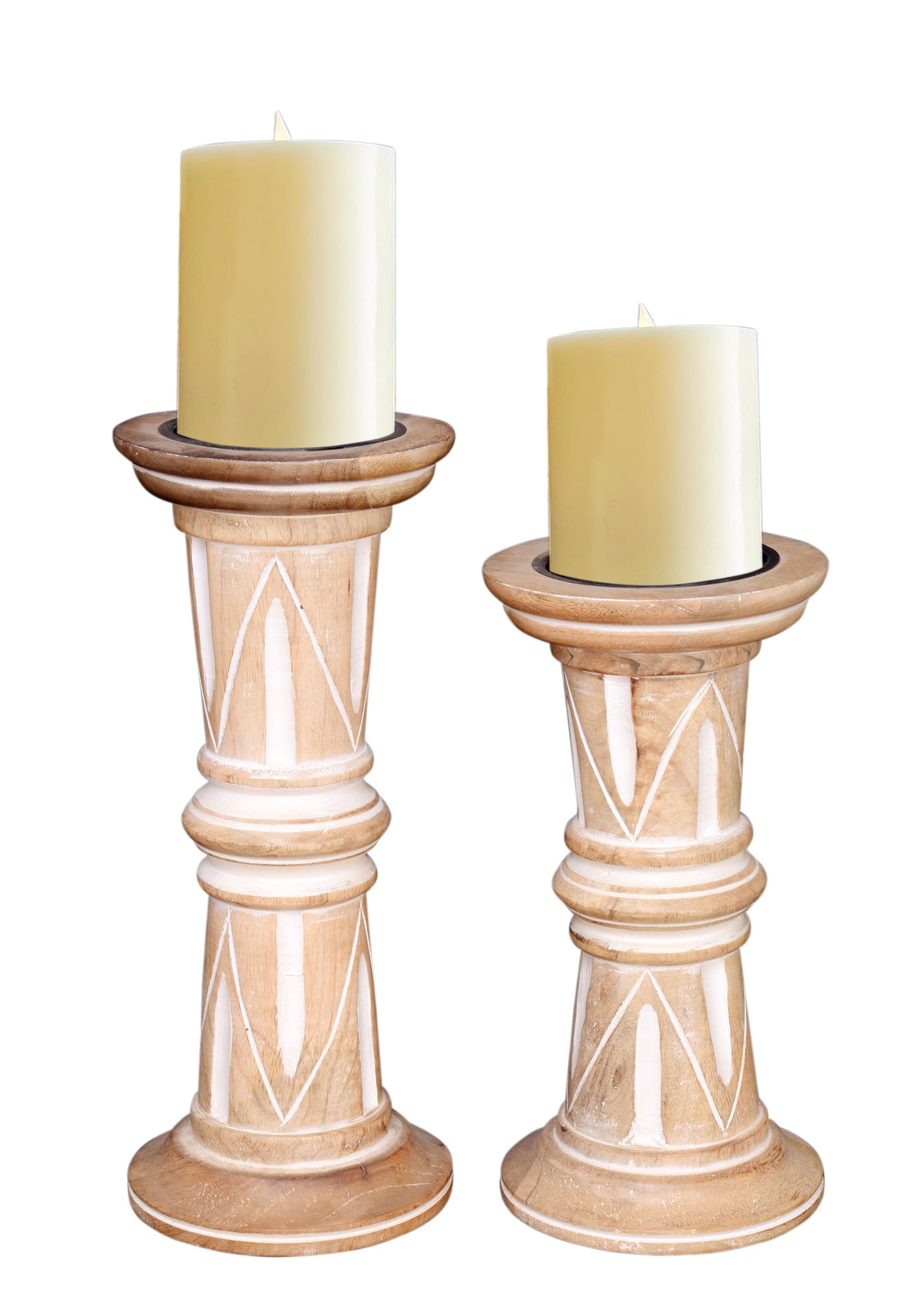 Wooden Jodhpur Style Candle Stand (Set Of 2)