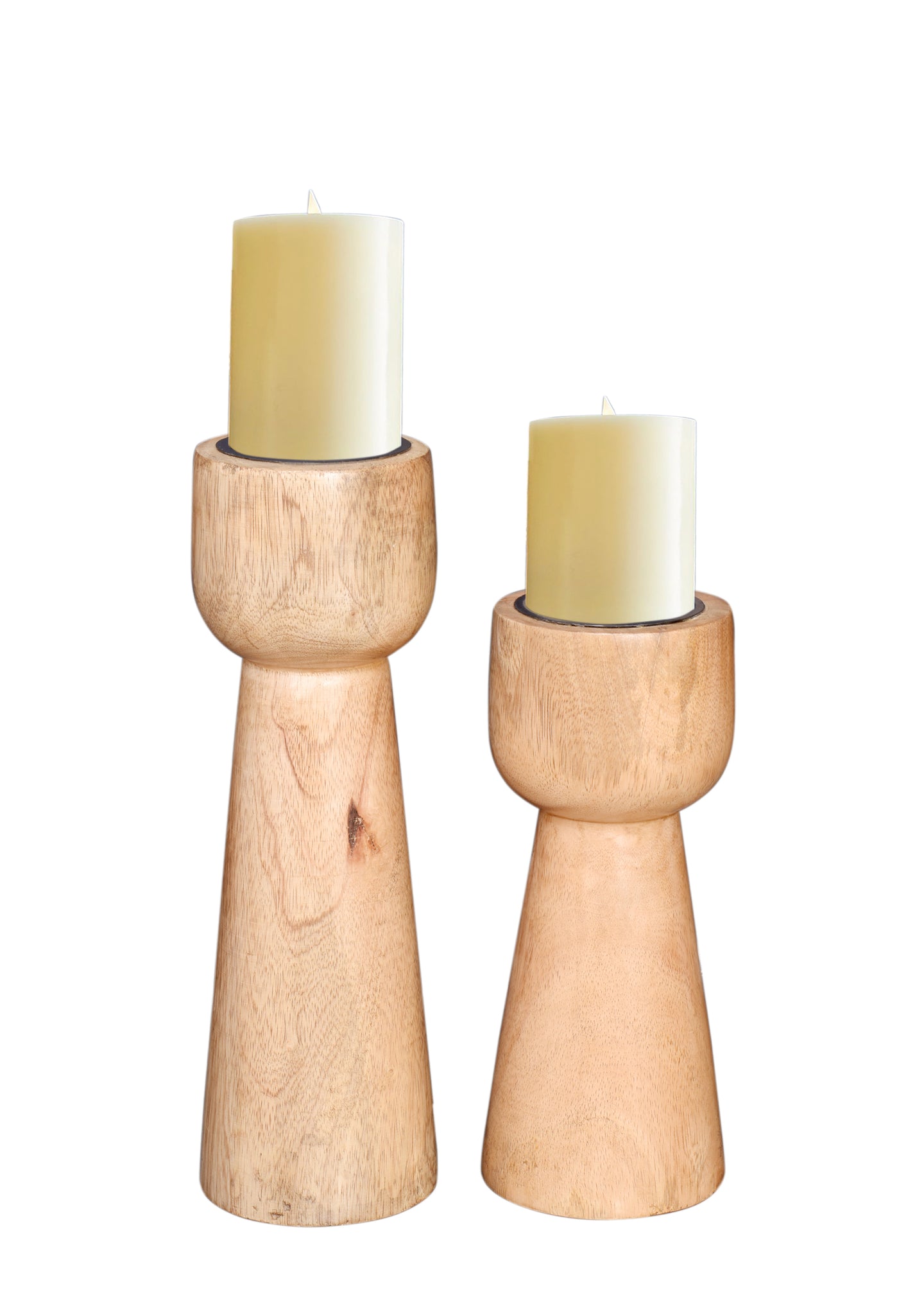 Wooden Simple candle holder (Set of 2)