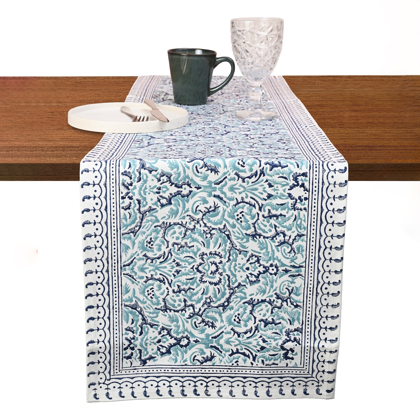 Atlas Cotton Table Runner Hand Blockprint