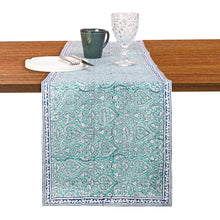 Load image into Gallery viewer, Adonis Cotton Table Runner Hand Blockprint
