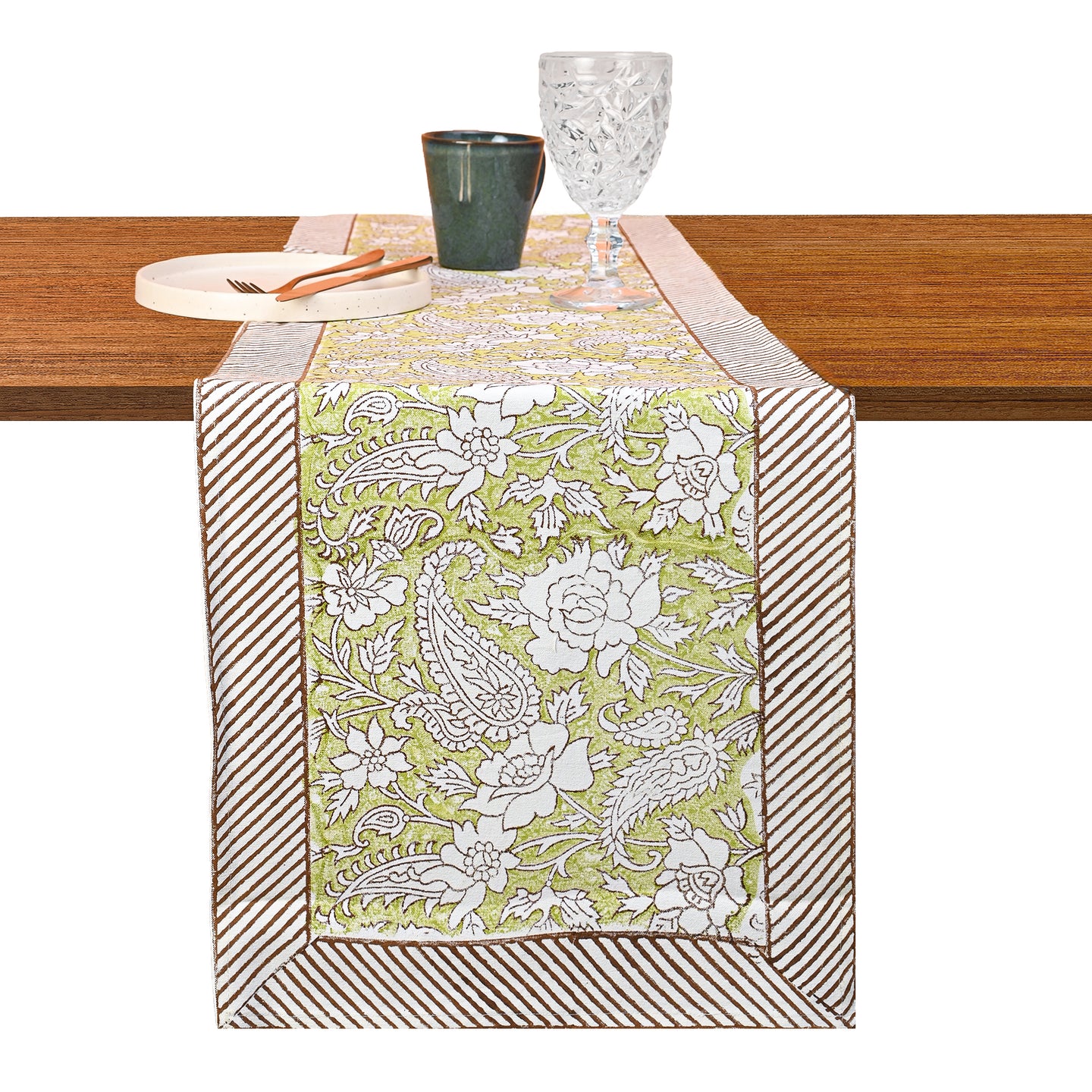 Iris Cotton Table Runner Hand Blockprint