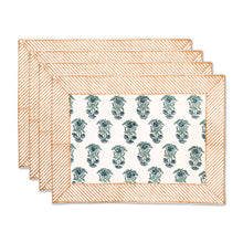 Load image into Gallery viewer, Eros Cotton Placemat Set of 4 Hand Blockprint
