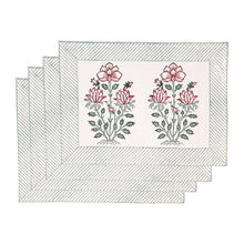 Load image into Gallery viewer, Agatha Cotton Placemat Set of 4 Hand Blockprint

