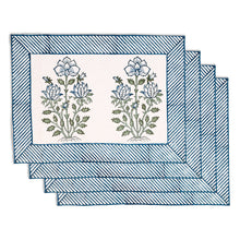 Load image into Gallery viewer, Chloe Cotton Placemat Set of 4 Hand Blockprint
