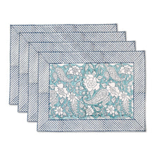 Load image into Gallery viewer, Zoe Cotton Placemat Set of 4 Hand Blockprint
