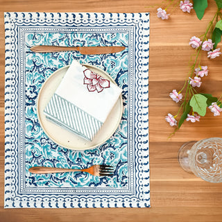 Atlas Cotton Placemat Set of 4 Hand Blockprint