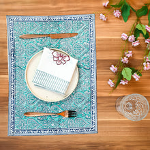 Load image into Gallery viewer, Adonis Cotton Placemat Set of 4 Hand Blockprint
