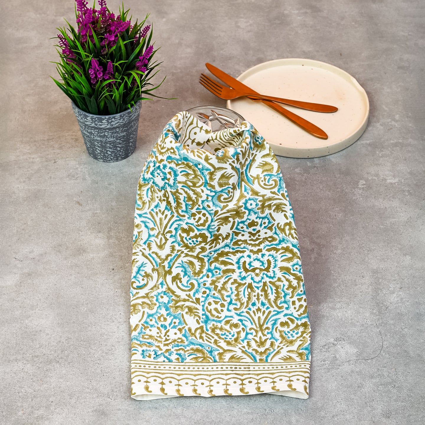 Athena Cotton Napkin Set of 4 Hand Blockprint