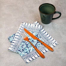 Load image into Gallery viewer, Atlas Cotton Napkin Set of 4 Hand Blockprint
