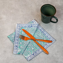 Load image into Gallery viewer, Adonis Cotton Napkin Set of 4 Hand Blockprint
