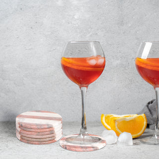 Marble coaster 3 stripe Pink (Set of 6)