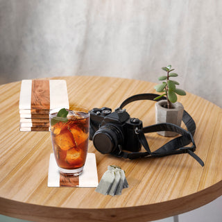 Marble and Wood Square coaster (Set of 6)