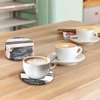 Marble coaster 3 stripe Black (Set of 6)