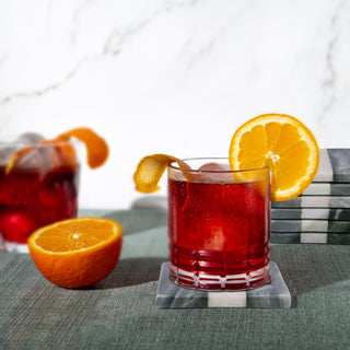 Marble coaster Black 2 lines (Set of 6)