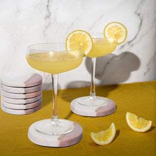 Marble coaster Pink and White (Set of 6)