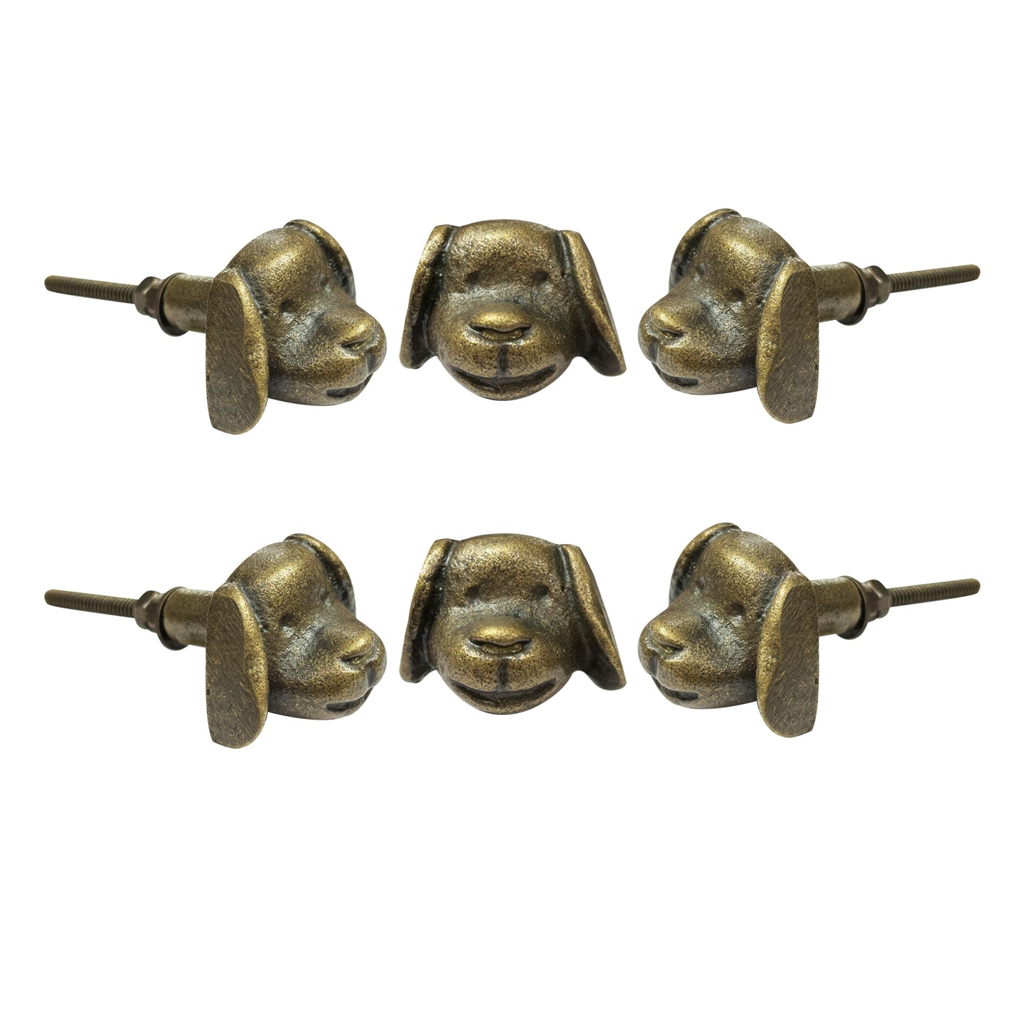 Dog face Metal Knobs (set of 6)