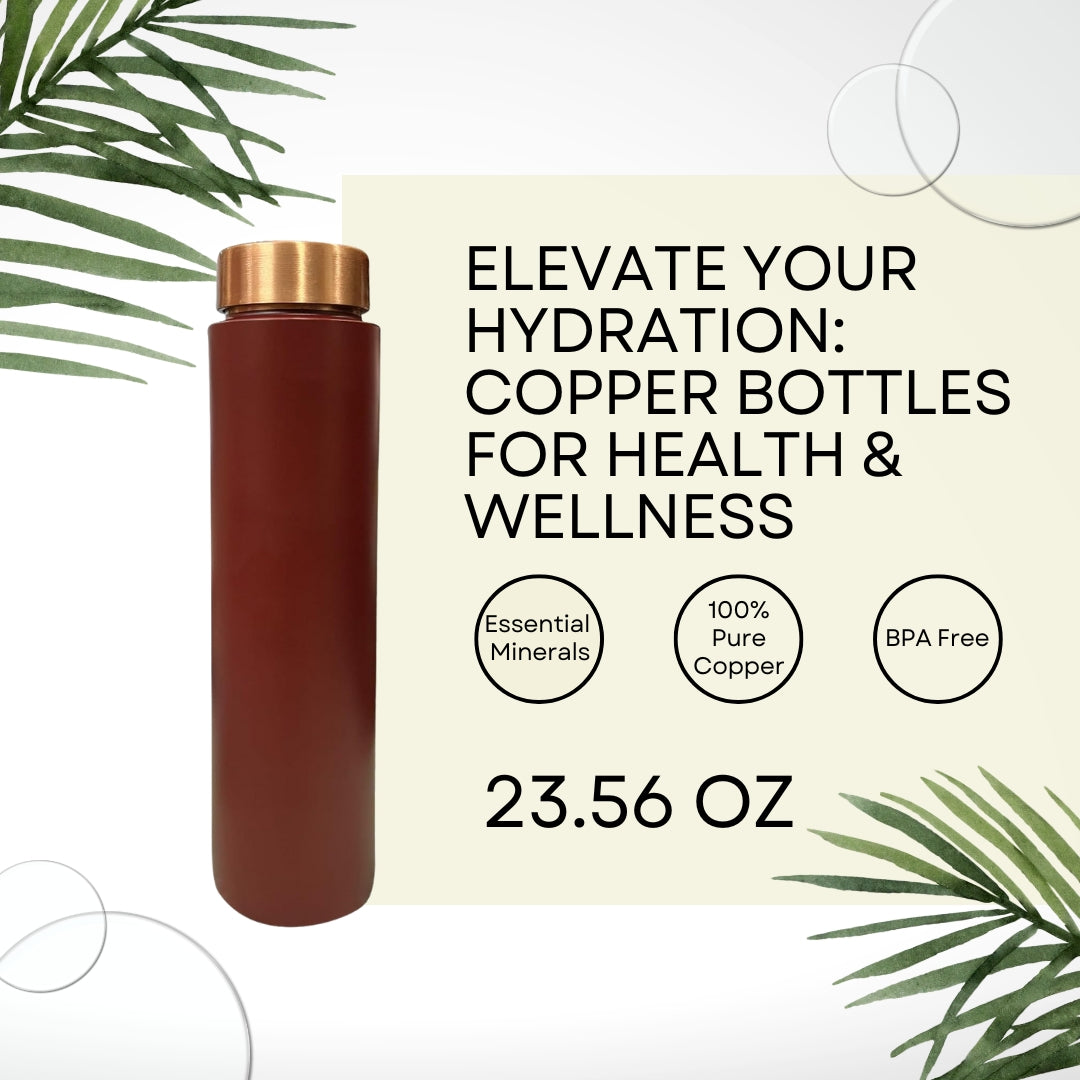 Copper Water Bottle 25.36 Oz (Maroon)