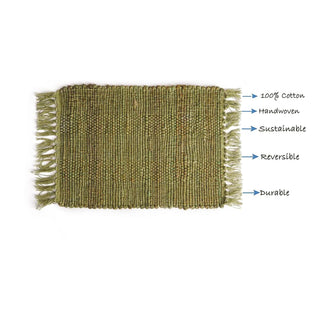 Perilla home Handmade Green chindi Placemat  (Set of 4)