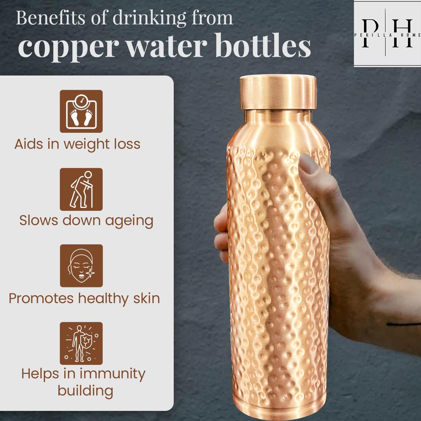 Oreo Hammered Copper bottle 34OZ