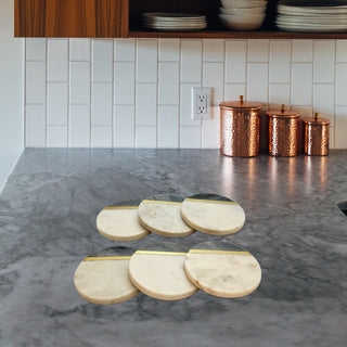 Marble coaster Black and White (Set of 6)