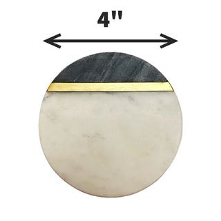 Marble coaster Black and White (Set of 6)