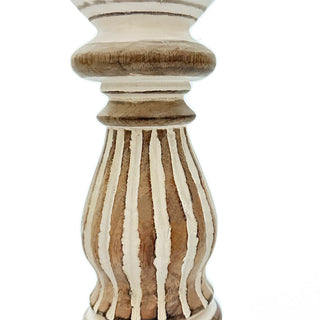 Wooden candle holder Set of Three White Stripe