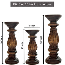 Cargar imagen en el visor de la galería, Wooden candle holder Set of Three Dark Brown
